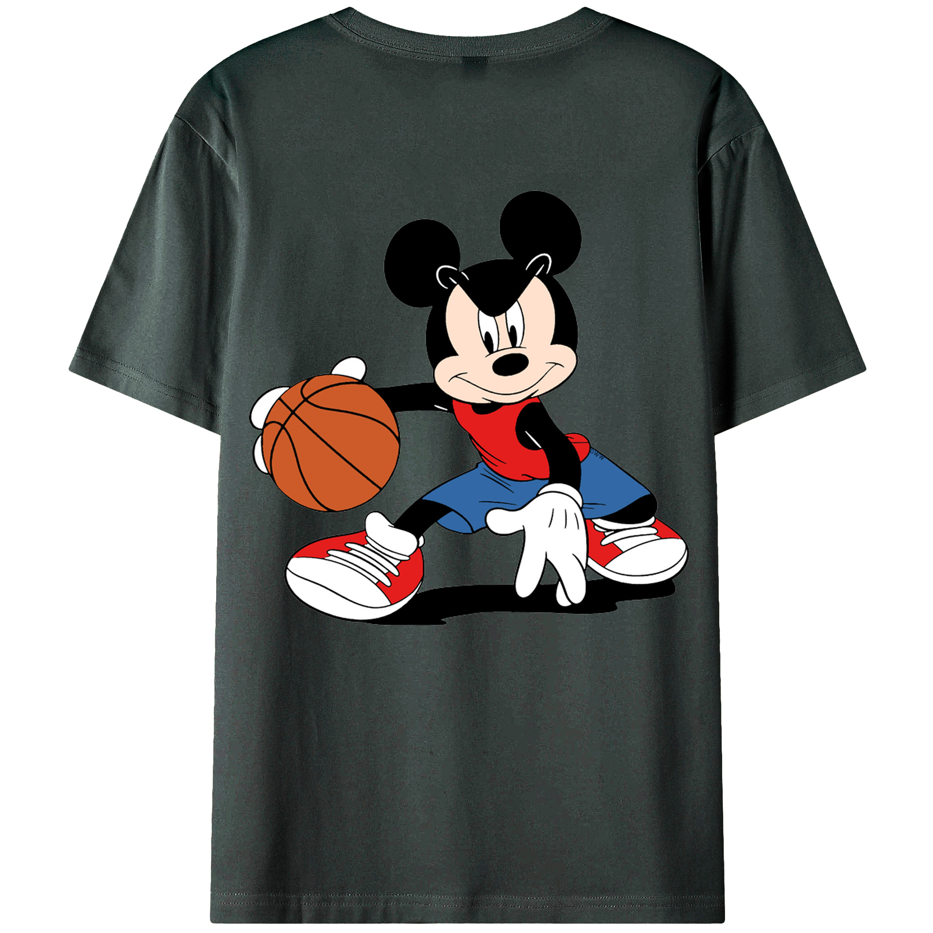 ミッキーマウス Mickey Mouse 綿100％ メンズ半袖Tシャツ（バックプリント） 通気性